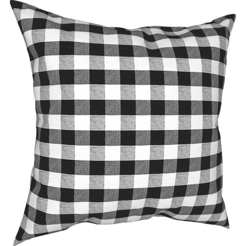 Black Gingham Plaid Pillowcase Home Decor Cushion Cover Throw Pillow for Home Polyester Double-sided Printing Printed