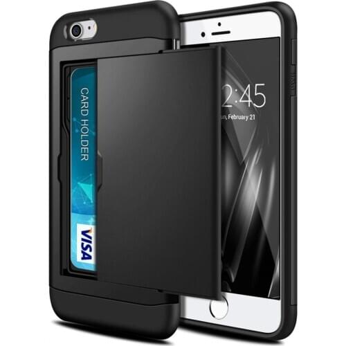 For iPhone 7 8 Plus 7G 8G 6 6s 5 5s SE 2020 Credit Card Holder Slot Sliding Back Cover For iPhone 7 7Plus 8Plus XR XS MAX 11 12