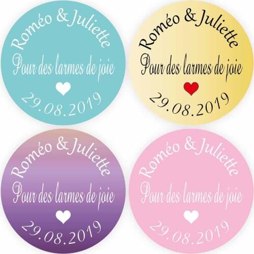 DouxArt 100 Pieces 40mm Pour des larmes de joie Personalized Wedding Favors Stickers Baptism Handmade Custom Seals Labels