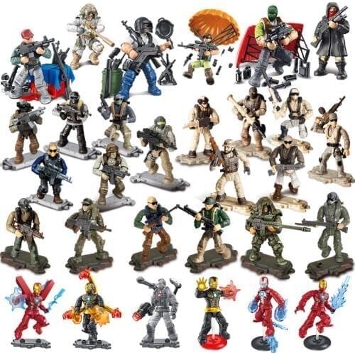City SWAT Figures Building Blocks Mega Modern Military Battlefield Soldier Police Army Weapons Figurine Action Figures Toys Gift