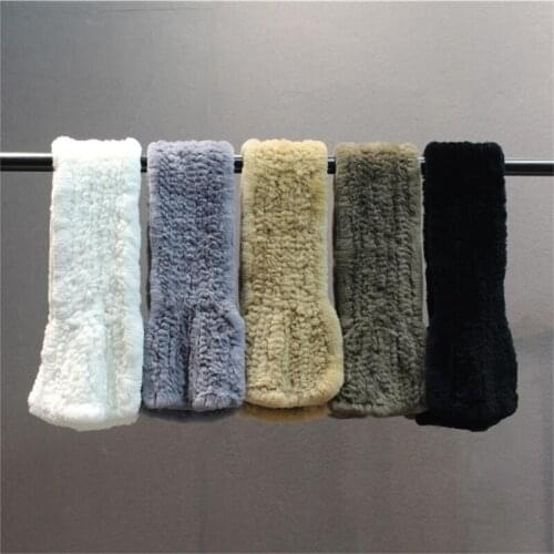 IANLAN New Real Knitted Fur Scarves for Womens Winter Solid Soft Mufflers Real Rex Rabbit Fur Neckerchiefs IL00519