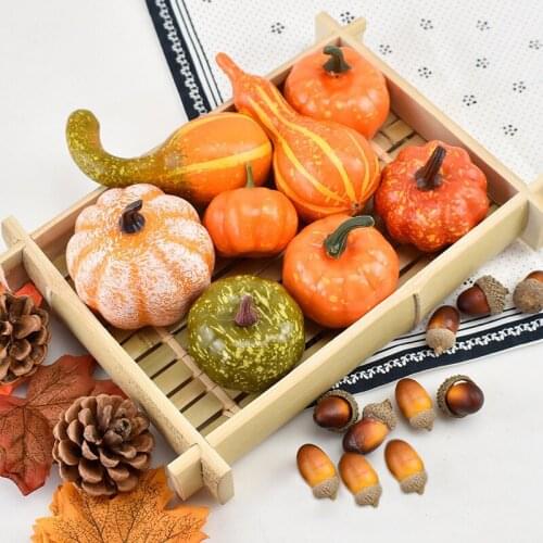 Simulation Pumpkin Golden Autumn Set Artificial Mini Pumpkin Gourd Acorn Berries Maple Leaf Fall Harvest Decor Halloween Decor