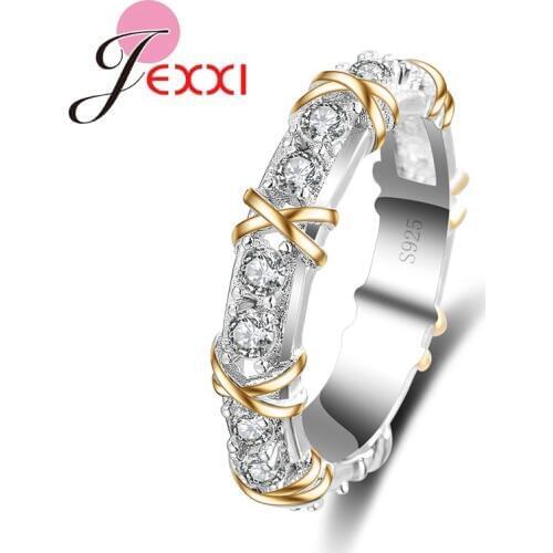 X Style Classic Crystal Rings For Women Best Gift For Engagement Anniversary Stamped S925 Sterling Silver Ring Promotion
