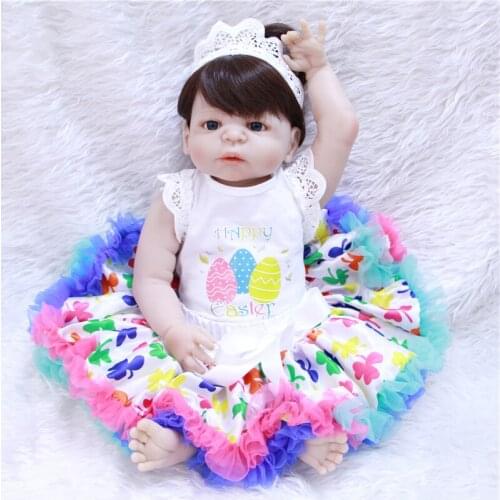 Lovely Bebe princess reborn 22"55cm full silicone reborn baby dolls children birthday gift toys dolls real alive bonecas