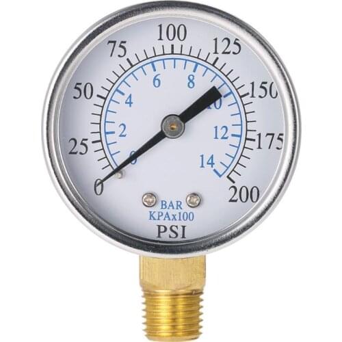 0-14 Bar Air Oil Water Pressure Gauge 1/4" NPT 0-200PSI Manometer 0-14 Bar Side Mount G88A
