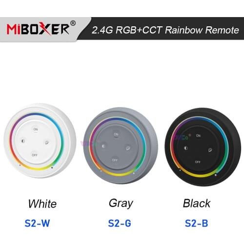 Miboxer 2.4G Rainbow Remote RGB+CCT LED Controller Round White/Black/Gray dimmer Milight RGB+CCT LED Light Bulb Lamp switch