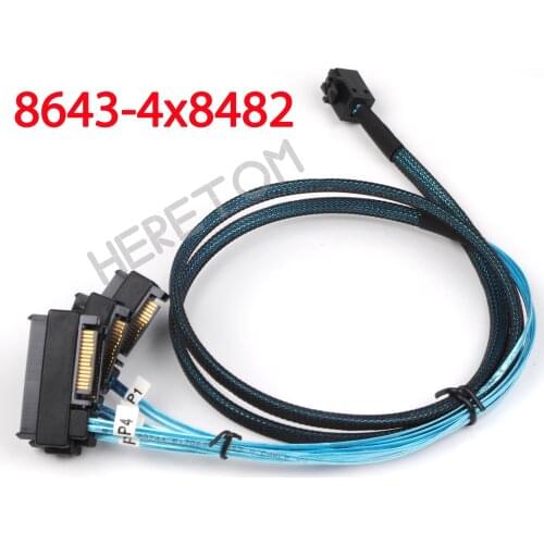 MINI-sas cables SFF-8643 Internal Mini SAS HD to (4) 29pin SFF-8482 SATA connectors Power Port 12GB/S Cable