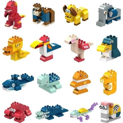 Big Size Animals Kits Building Blocks Big Size Grassland Jungle Ocean Pasture Scenes Series Set Educational Christmas Gift