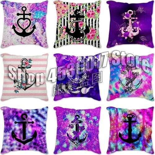 Pillowcover Cushion Anchors rose Flowers Leaf Decorative Throw Pillow Case Warm Words Floral Pattern Love Cushion Covers case