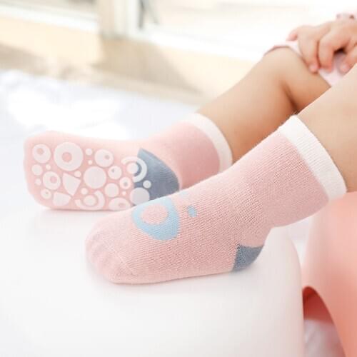 3 Pairs/lot 0 To 5Yrs Cotton Childrens Anti-slip Socks for Boys Girl Floor Kid Sock with Rubber Grips Four Season Infant Socks