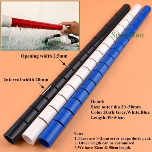 O.D 20/25/32/40/50mm PVC Aquarium Fish Tank Aeration Tube DIY Rain Pipe Filter Accessories Watering Drain Deluge Pipe 50cm Long