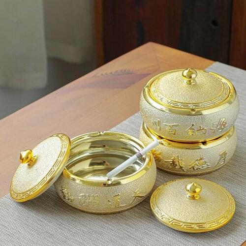 Gold Painted Ceramic Ashtray Household Living Room Personality Trend Fashion Creative Luxury High-grade Tea Table Decorations