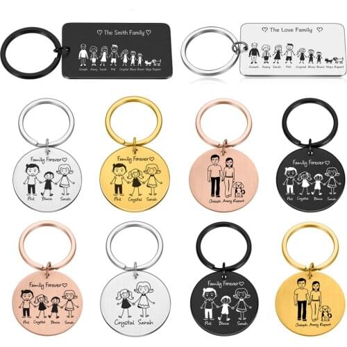 Personalized Family Keychain Engraved Family Gifts for Parents Children Present Keyring Bag Charm Families Member Gift Key Chain