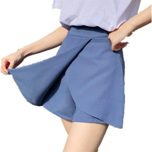 High Waist Sexy Chiffon Women Irregular Skirt Shorts Fashion Casual Solid A-Line Mini Skirts Slim Sweet Wide Leg Skirt Shorts