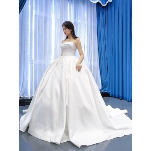 Robe De Mariage Lace Wedding Dresses For Women 2021 Satin Plus Size Bridal Gowns