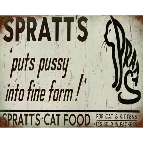 Spratts Cat Food VINTAGE METAL TIN SIGN POSTER WALL PLAQUE