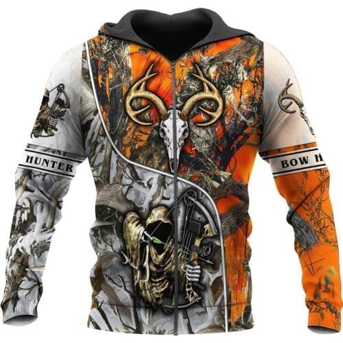 Bow Hunter 3D All Over Printed Zip Hoodies Unisex Harajuku Casual Jackets Fashion Tops -1