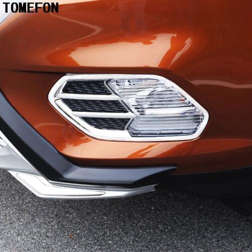 TOMEFON Car Exterior Styling Accessories 2Pcs For Ford Kuga Escape 2017 ABS Chrome Front Fog light Lamp Cover Trim Frame