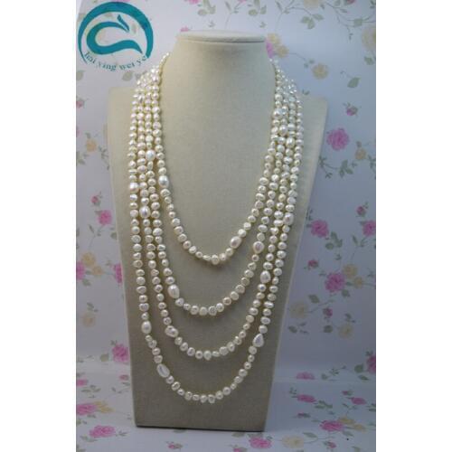 Unique Pearls jewellery Store 200cm Long Pearl Necklace White Color Natural Freshwater Pearl Necklace Woman Fine Jewelry