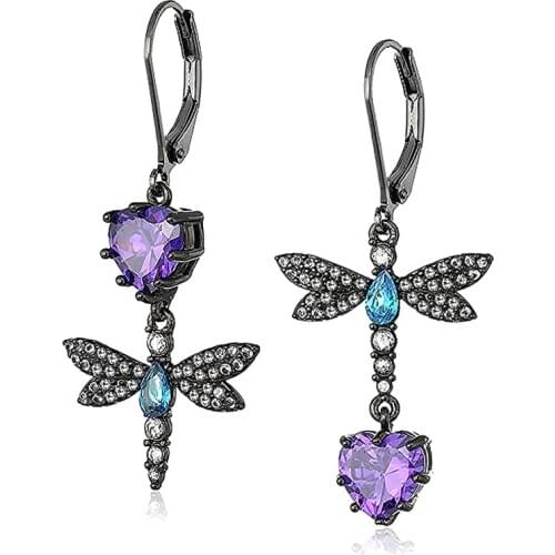 Huitan Dragonfly Shape Vintage Earrings Ethnic Tribal Antique Cute Accessories for Party Women Fashion Drop Earring Dropshipping