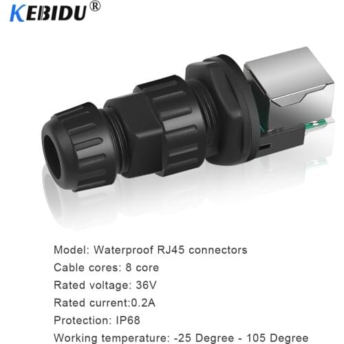 KEBIDU RJ45 CAT5 CAT6 IP68 Waterproof wire connectors M19 adapter Plug Socket Ethernet LAN Network Adapter