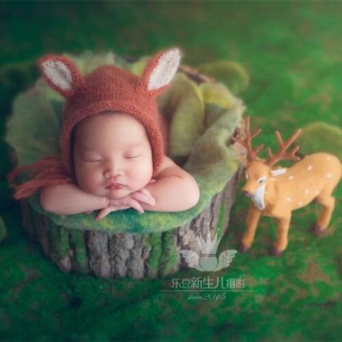 Knit Mohair Soft Fox Hat Crochet Animal Bonnet Newborn Hat Photography Props Knitted Baby Girl Boy Hat Infant Cap Photo Prop