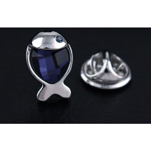 High Quality Metal Rhinestone Funny Pins Wholesale Fashion Small Cute Animal Fish Lapel Pins For Women Clothing Accessories