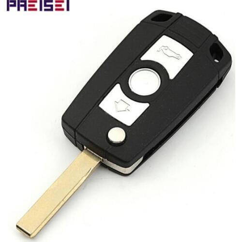 PREISEI Replacement Flip Key Shells For BMW 3 5 Series Remote Modified Key Fobs With Logo HU92 Blade
