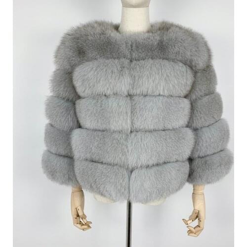 2021 Real Fur Coat Winter Jacket Women Natural Fox Fur Thick Warm Streetwear Outerwear 7XL Parka Casual Nine Quarter Sleeve