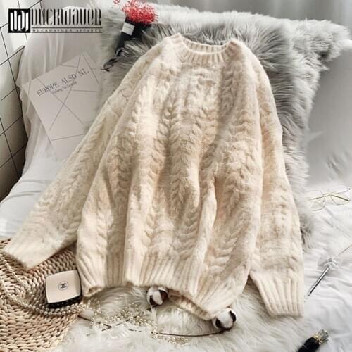 Duckwaver High Quality Casual Womens Clothing Female Solid Color O-Neck Long Sleeved Knitted Sweater Women Soft Pullovers