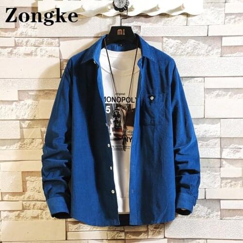 Zongke Mens Corduroy Shirts