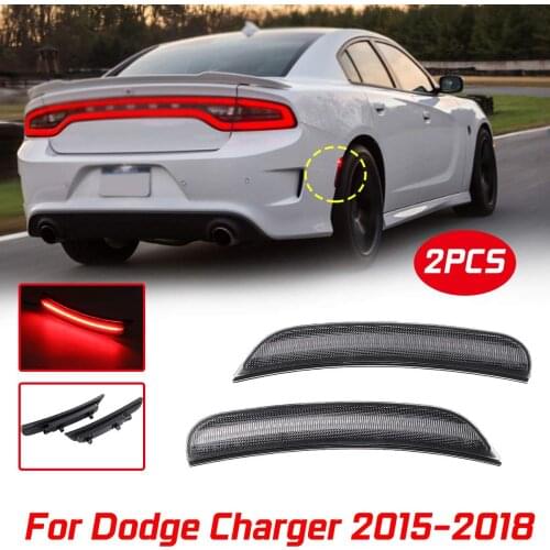 1 pair of front/rear side indicator lights and turn signal lights with red/amber LED lights for DODGE CHARGER 2015-2018
