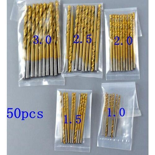 50PCS/sets of drilling high speed steel twist drill bit woodworking high speed steel+cobalt woodworking drilling tools 1.0-3.0mm