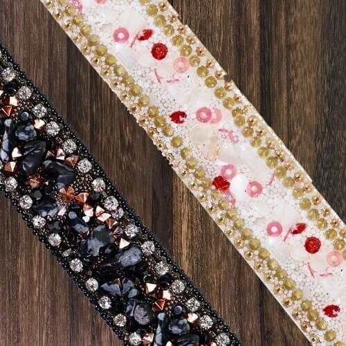 5y Beaded Hotfix Rhinestones Trim Iron on Applique Chain Crystal Trimming DIY Embellishment Craft Sewing Accessories T2731