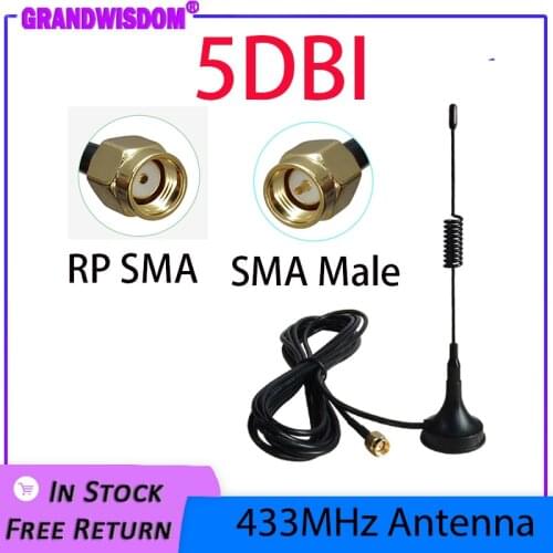 433Mhz Antenna 433 MHz antena 2P 5dbi GSM SMA Male Connector with Magnetic base for Ham Radio Signal Booster Wireless Repeater