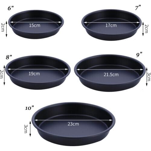 5/6/7/8/9/10 inch Pizza Pan Non-stick Round Shallow pie cake bread Baked Carbon Steel Baking dish Pan tray Pizza Tools