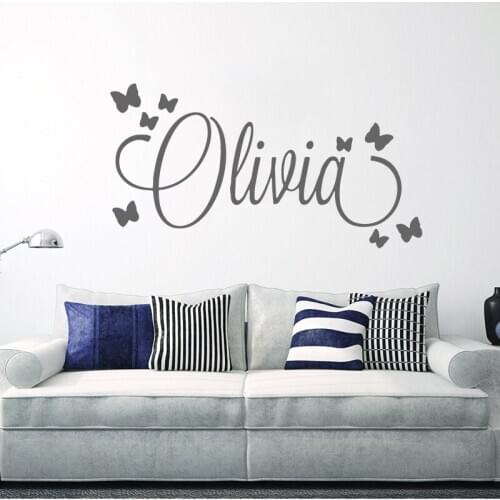 Large Size Personalized Custom Name Wall Art Decal babys Wall Stickers Material For kids girls boys bed room C4013