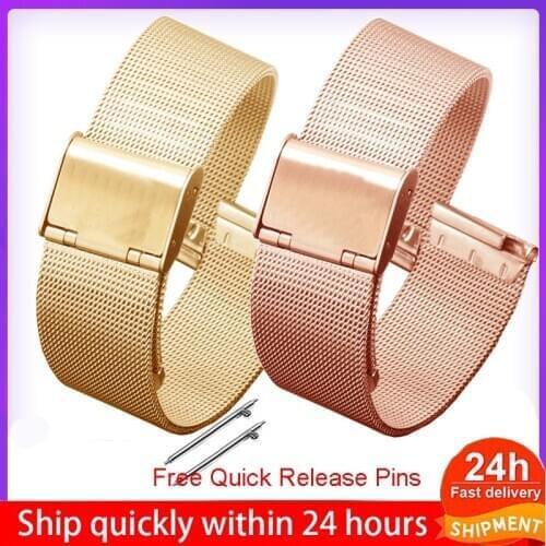 Quick Release Mesh Woven Stainless Steel Watch Band Bracelet Strap Wrist Band for Amazfit Bip Lite GTS for Huawei 18/20/22 mm