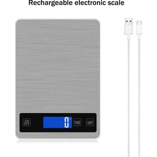 10kg /5kg Electronic USB Kitchen Scale Digital Food Scale Stainless Steel Weighing Scale LCD High Precision Measuring Tools