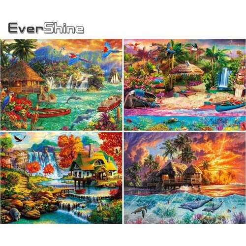 EverShine DIY Full Square Diamond Painting Landscape 5D Diamond Embroidery Seaside Mosaic Rhinestones Cross Stitch Handicraft
