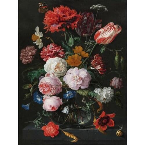 Europe Vintage Flowers Glass Vase DIY 11CT Cross Stitch Embroidery Kits Needlework Craft Set Cotton Thread Printed Room