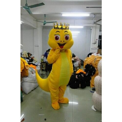 Halloween Fursuit Dinosaur Mascot Costume Yellow Cartoon Dragon Cosplay Suit Party Mardi Gras for Holiday Revelry