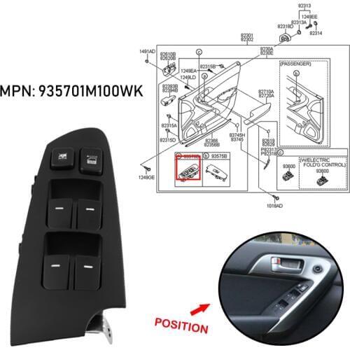 JEAZEA 935701M100WK 14 Pin Black Car Power Window Switch LH Left Door Driver Side For KIA Forte Cerato 2010 2011 2012 2013