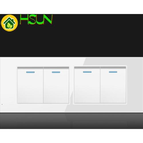 US Tempered Glass White 118 Type Switch Socket 1/2/3/4/5/6/7/8 Gang 2 Way Switch Real Glass Panel LED Guide Light Mounting Box