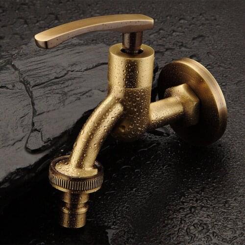 Washing Machine Faucet Copper Single Cold Wall Mounted Bibcock 1/2 Outdoor Garden Faucet Mop Pool Tap Antique/Chrome Finished