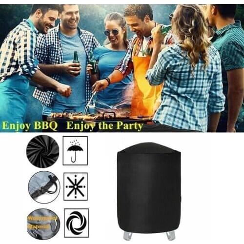 Outdoor Barbecue Furnace Cover Dust Waterproof Black Round Grill Cover Rain Protective Bbq Grill For Webber