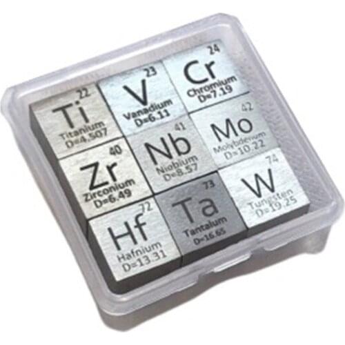 10mm Density Cube V Nb Ta Cr Mo W Ti Zr Hf Fe Co Ni Cu 99.95% Pure Element Specimens Collection