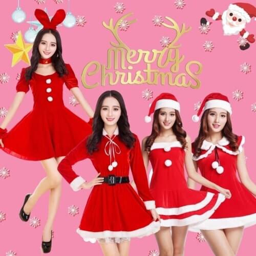 Sweet Girl Robe Gown Christmas Party Cosplay Costumes Elegant Santa Claus Performance Dress Sexy Mini Nightclub Dancing Dresses
