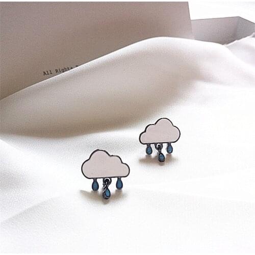 Cute Fun Design Cloud Light Rain Drop Earrings Simple Black Cloud Enamel Ear Clip Personalized Female Jewelry Birthday Gift