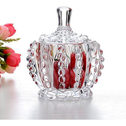 Mini Crystal Glass Jewelry Box Decorative Bling Jewelry Storage Organizer Case Glassware Gift Box Ornament Craft Accessories